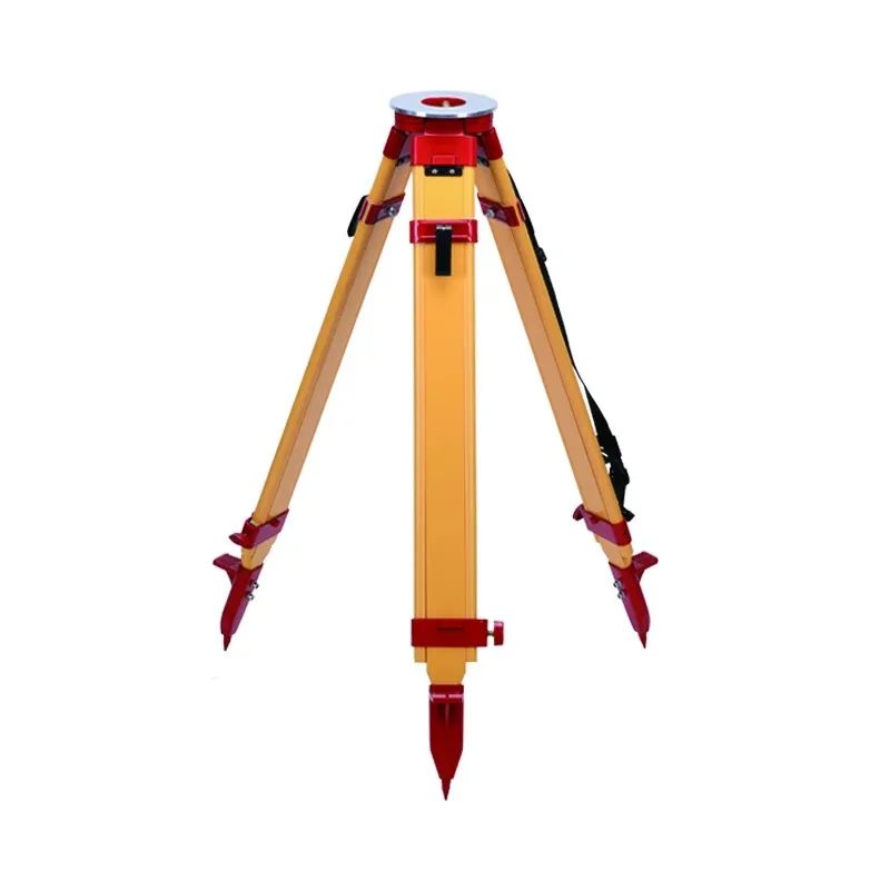 حامل ثلاثي القوائم للمسح الخشبي بقفل مزدوج مع رأس مستدير مسطح لمعدات مسح مستوى الليزر للمحطة الإجمالية #2