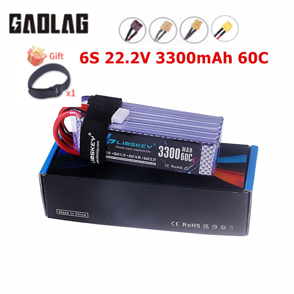 22.2V 3300mAh LiPo Battery 6S For RC Car Drones Quadcopter Helicopter Boat Spare Parts 6S Battery with XT90 XT60 Dean T