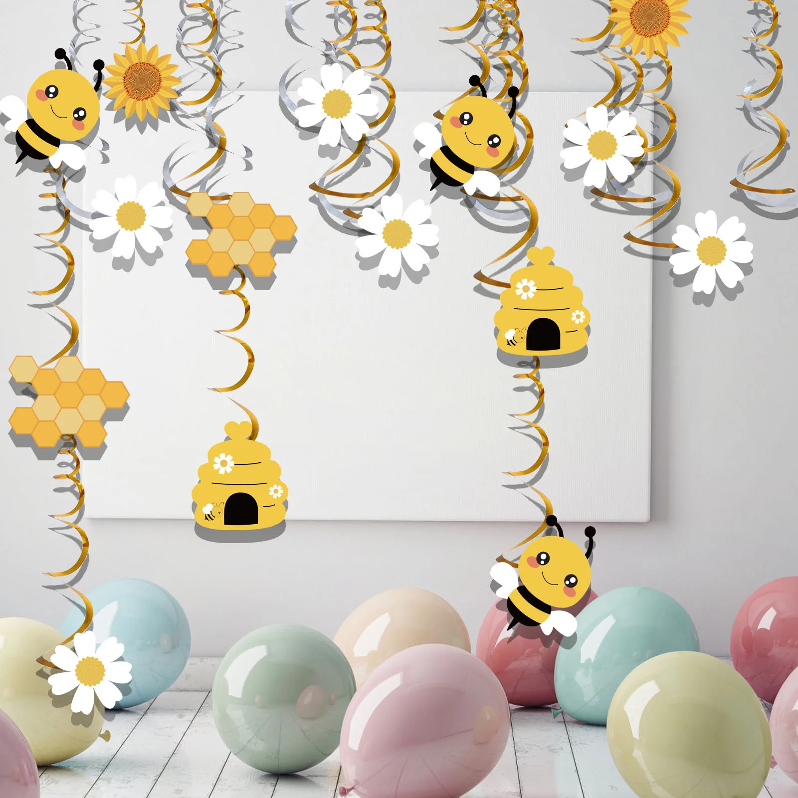 PVC Spiral Hanging Card SWEET BEE Bee Themed Party Sunflower Honey Birthday Scene Layout