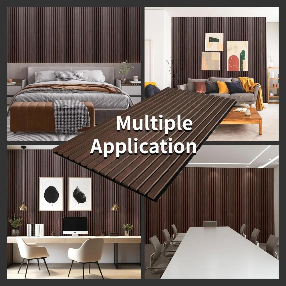 Настенная панель с деревянными планками, деревянные панели для стен 48 x 24 дюйма, 3D звукоизоляционные стеновые панели, большие акустические панели для внутреннего потолка