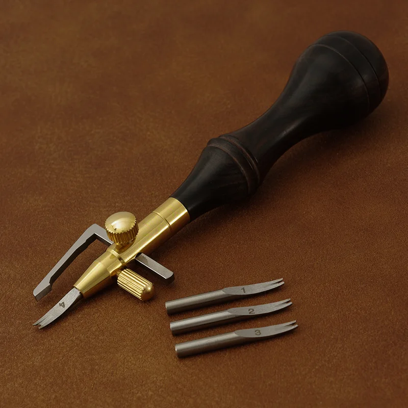MOZHE Multifunctional Leather Edge Marking And Grooving Device Replaceable Blade Head DIY Leather Craft Cutting Embedding Tool