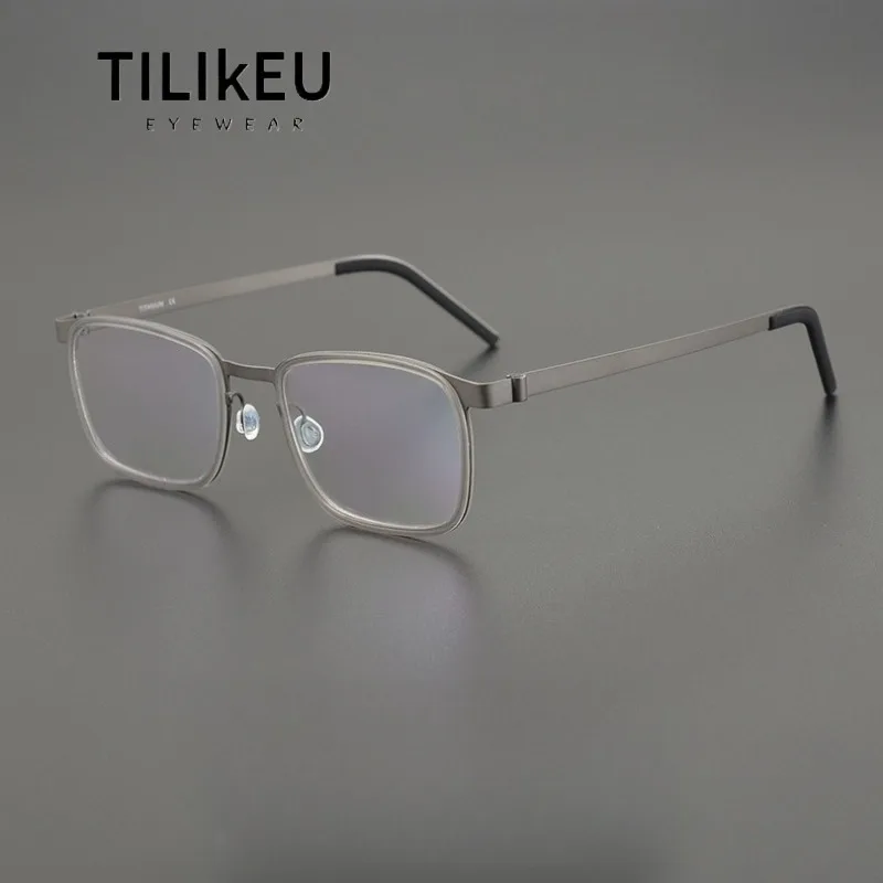 

Nordic Simple Pure Titanium Glasses Frame Men's Screwless Eyewear Square Retro Eyeglasses Prescription Frame Myopia Eye Glasses