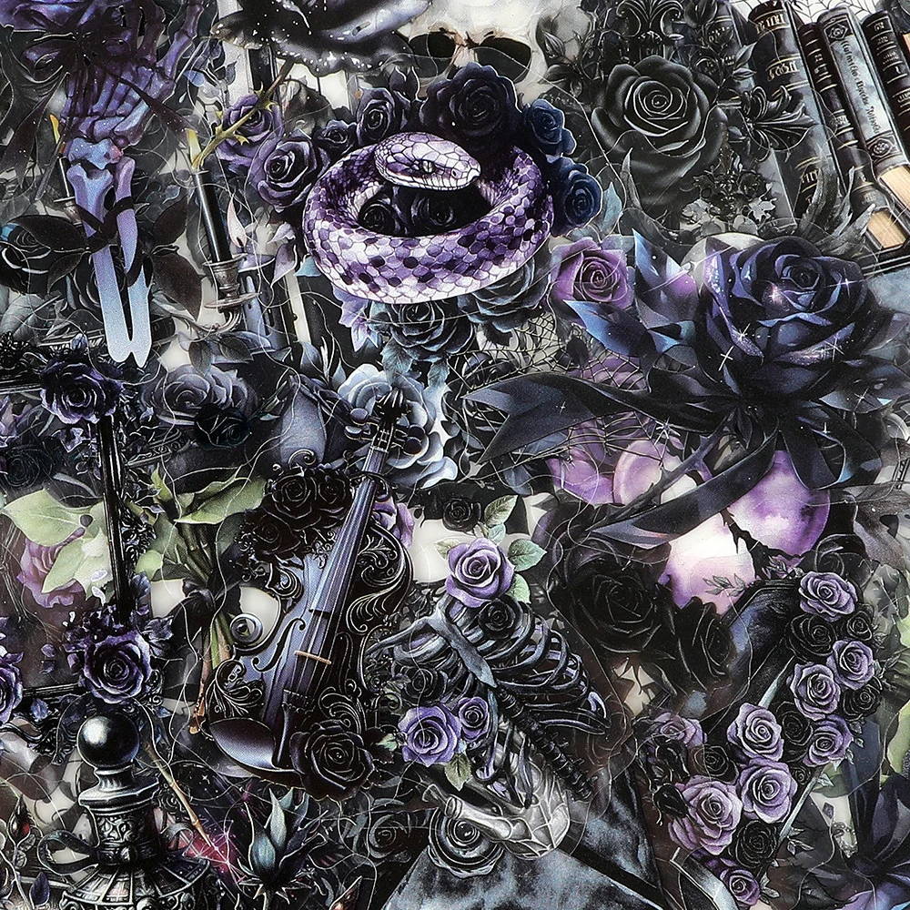 10/30/50 Stück coole schwarze transparente Gothic Rose ästhetische Aufkleber Album Label Laptop Telefon Dekoration Aufkleber für Kinder Spielzeug Geschenk