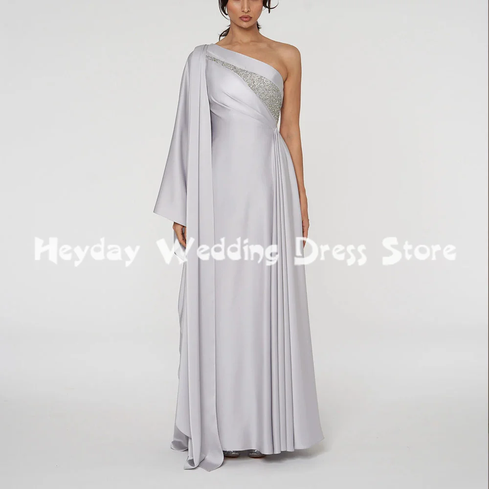 

Heyday женские вечерние платья трапециевидной формы на одно плечо с бисером и без рукавов длиной до пола, вечерние элегантные платья 2025