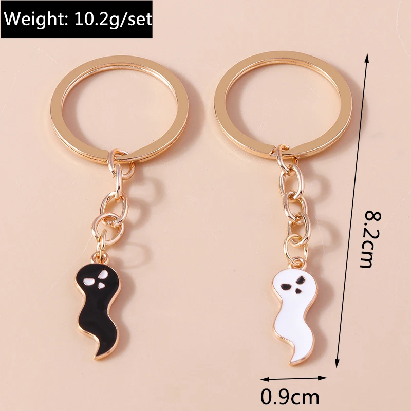 Niedliche Emaille Halloween Kürbis Schlüssel bund Geist Hexe Schlüssel ring für Frauen Mädchen Handtasche Anhänger DIY Schmuck Geschenk – Detail 2