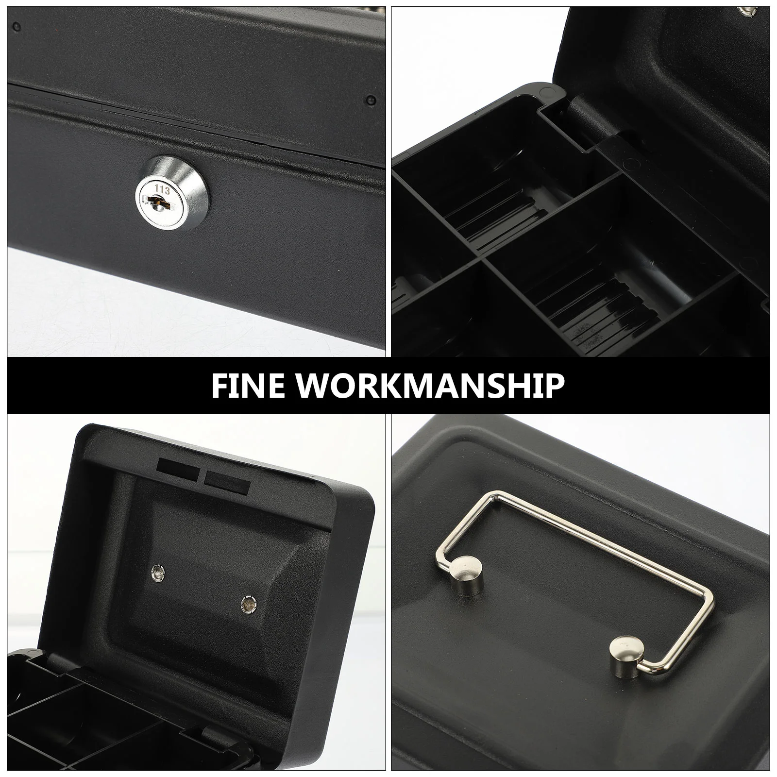 Steel Storage Cabinet Lockbox For Money Box with Lock Cash Holder Credential File Protection Case