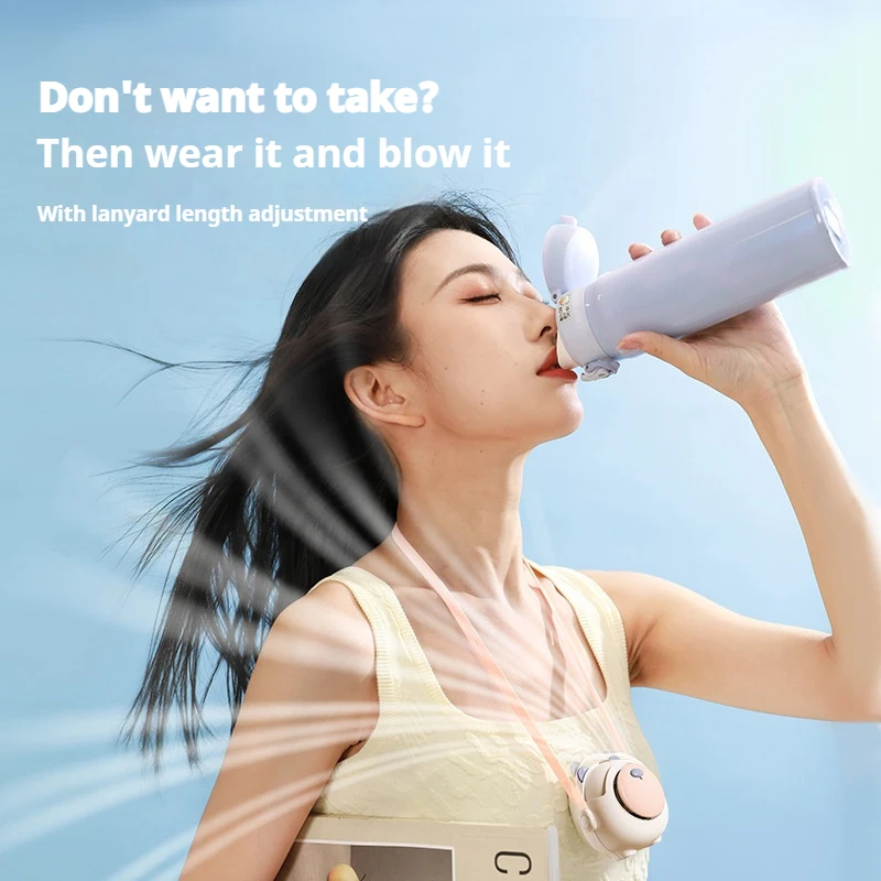 Portable Fan Mini Handheld Rechargeable Bladeless Electric Fan 3 Wind Speeds Hanging Neck Fans for Outdoor Ventilation Small Fan