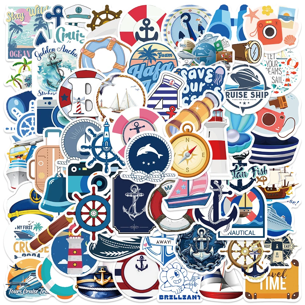 10/30/62pcs การ์ตูน Ocean World สติกเกอร์ Blue Sea Sailing Cruise เรือ Graffiti Decals โน้ตบุ๊คโทรศัพท์กระเป๋าเดินทางสติกเกอร์กันน้ํา