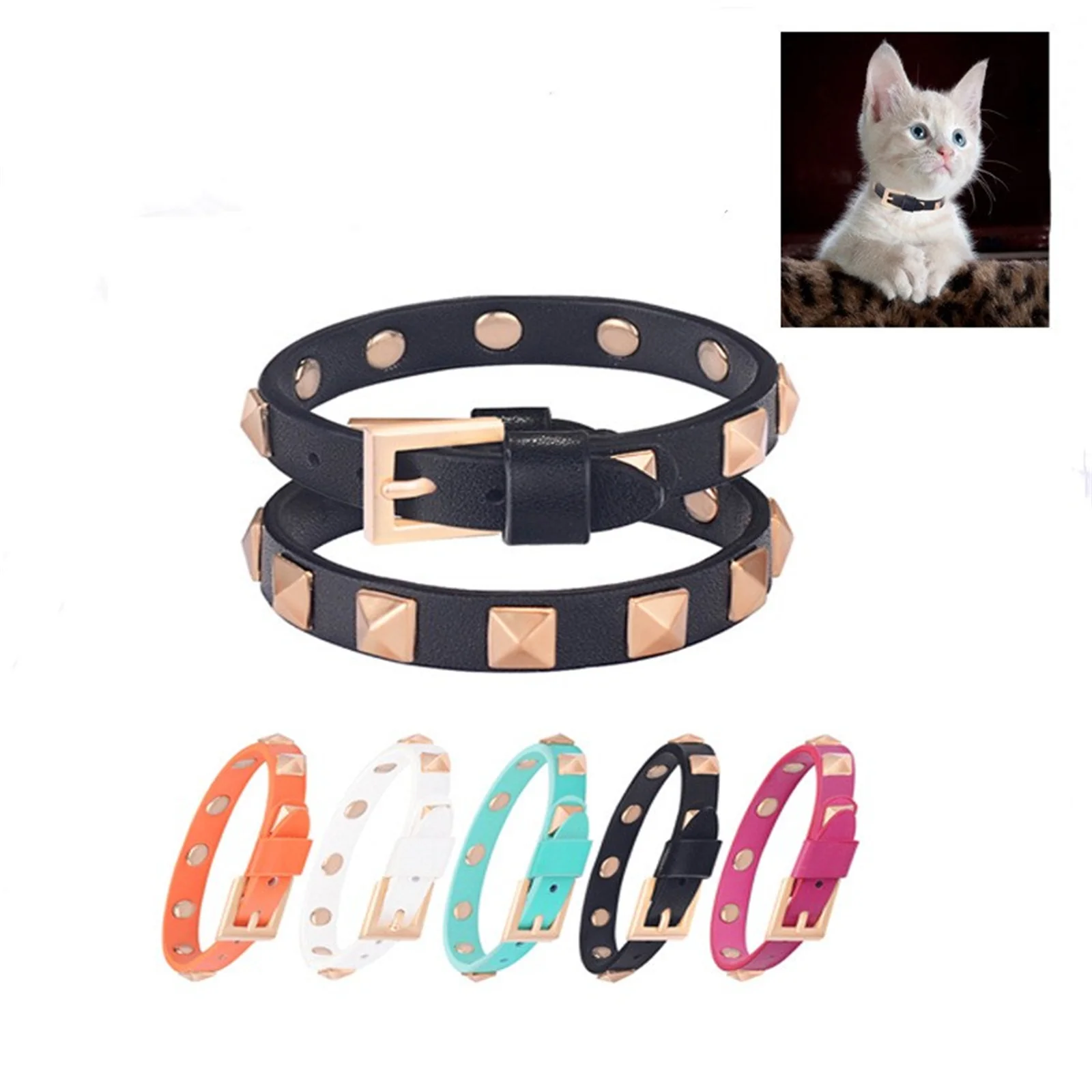 

Leather Spiked Studded Collars For Cats And Dogs Cool Collar For Small And Medium Dogs Chihuahua 4 Colors