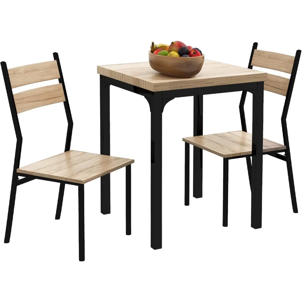 

3 Piece Dining Table Set for 2, Modern Kitchen Table and Chairs, Dining Room Set for Breakfast Nook, Small Space, Apartme