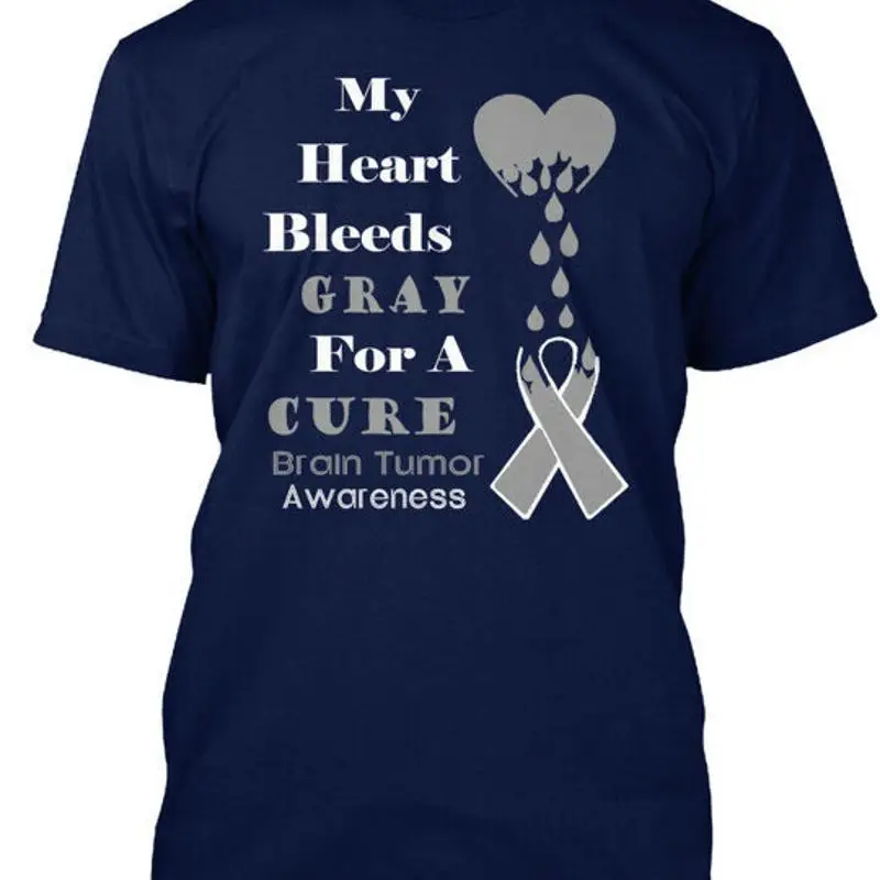

Серая футболка Brain Tumor Awareness My Heart Bleeds, сделано в США, S 5XL