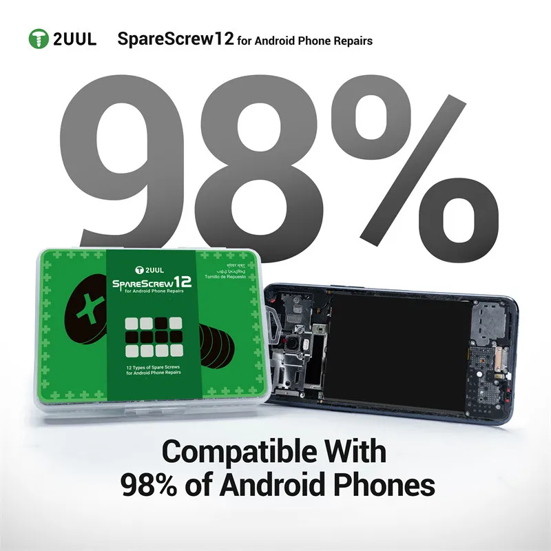 

2UUL SC12 SpareScrew12 Repair Screw Kit for Android Phone Repairs for 12 Types Screws Storage and Organization Repair Tools