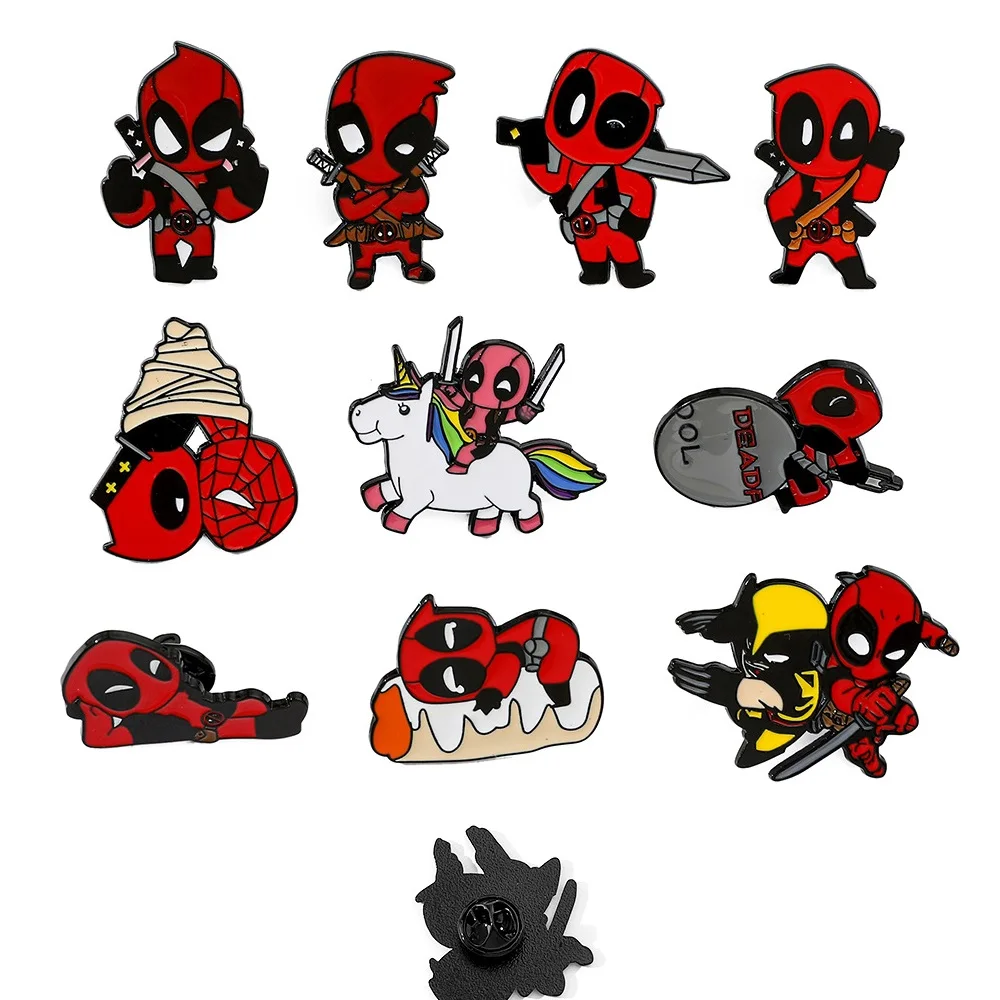 

1-10Pcs Cartoon Deadpool Superheroes Enamel Pin Brooches For Lapel Pins Badge DIY Backpack Kids Clothes badges Accessories