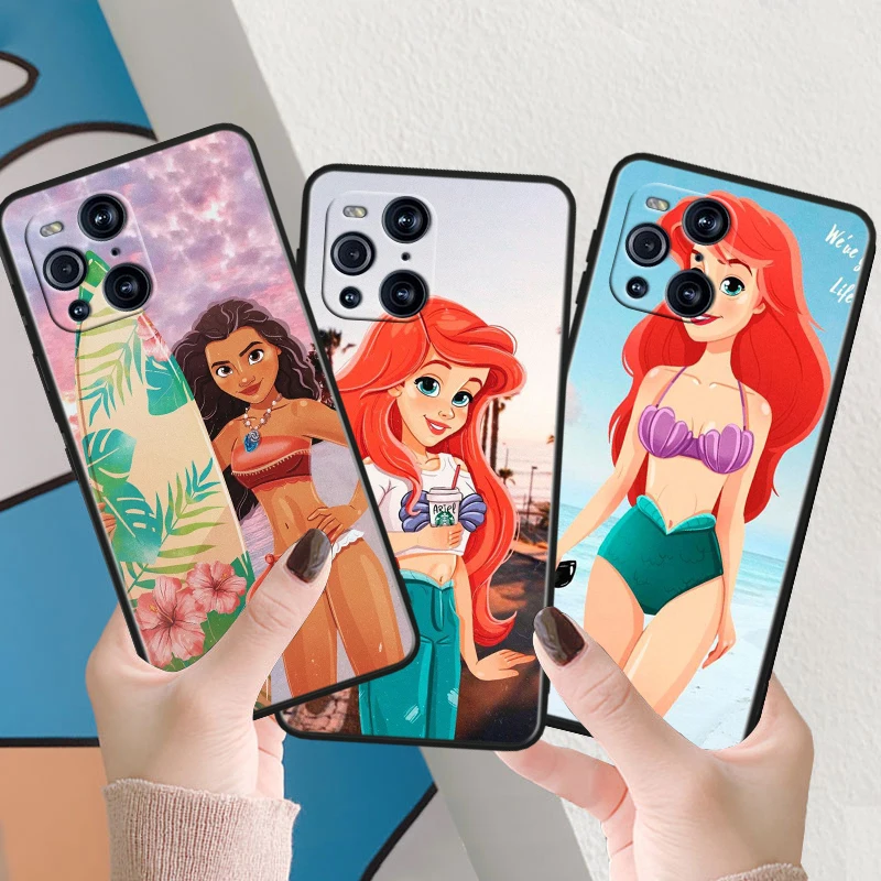 Coque souple en silicone noir pour OPPO Find X6 X5 Bery X2 F21S F21 Pro Lite Neo, belle princesse Disney