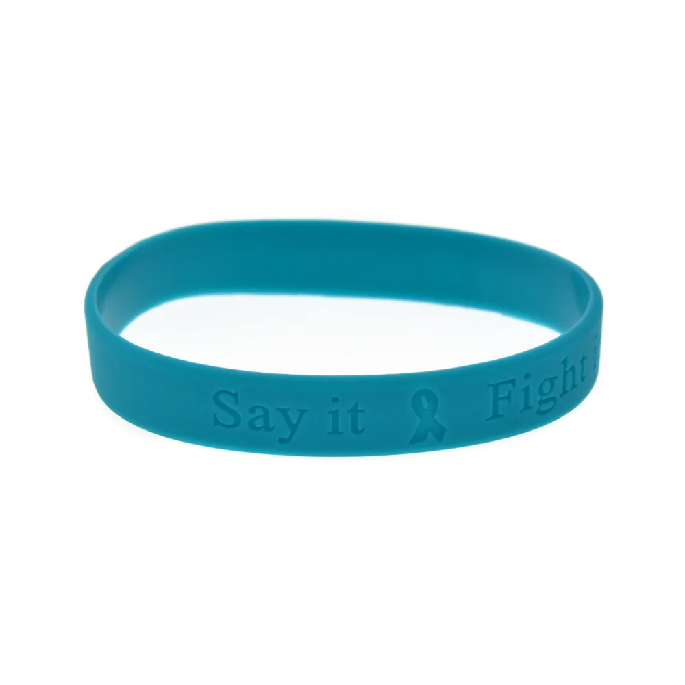 50 Pcs Say It Fight It and Cure It Silicone Bracelet for Cancer Debossed Logo