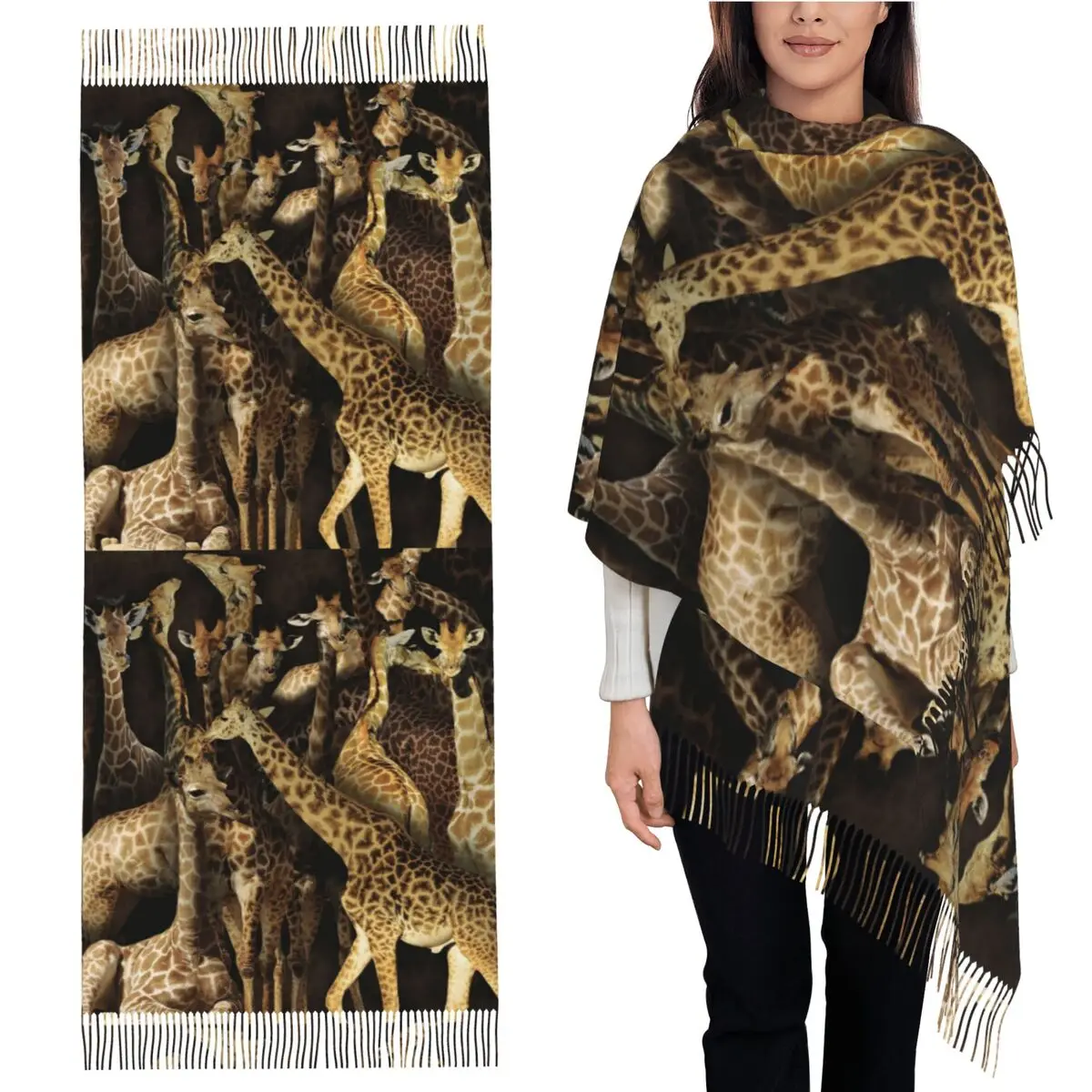 

Шарф с кисточками, женские мягкие теплые шали и накидки, большая осенне-зимняя шаль