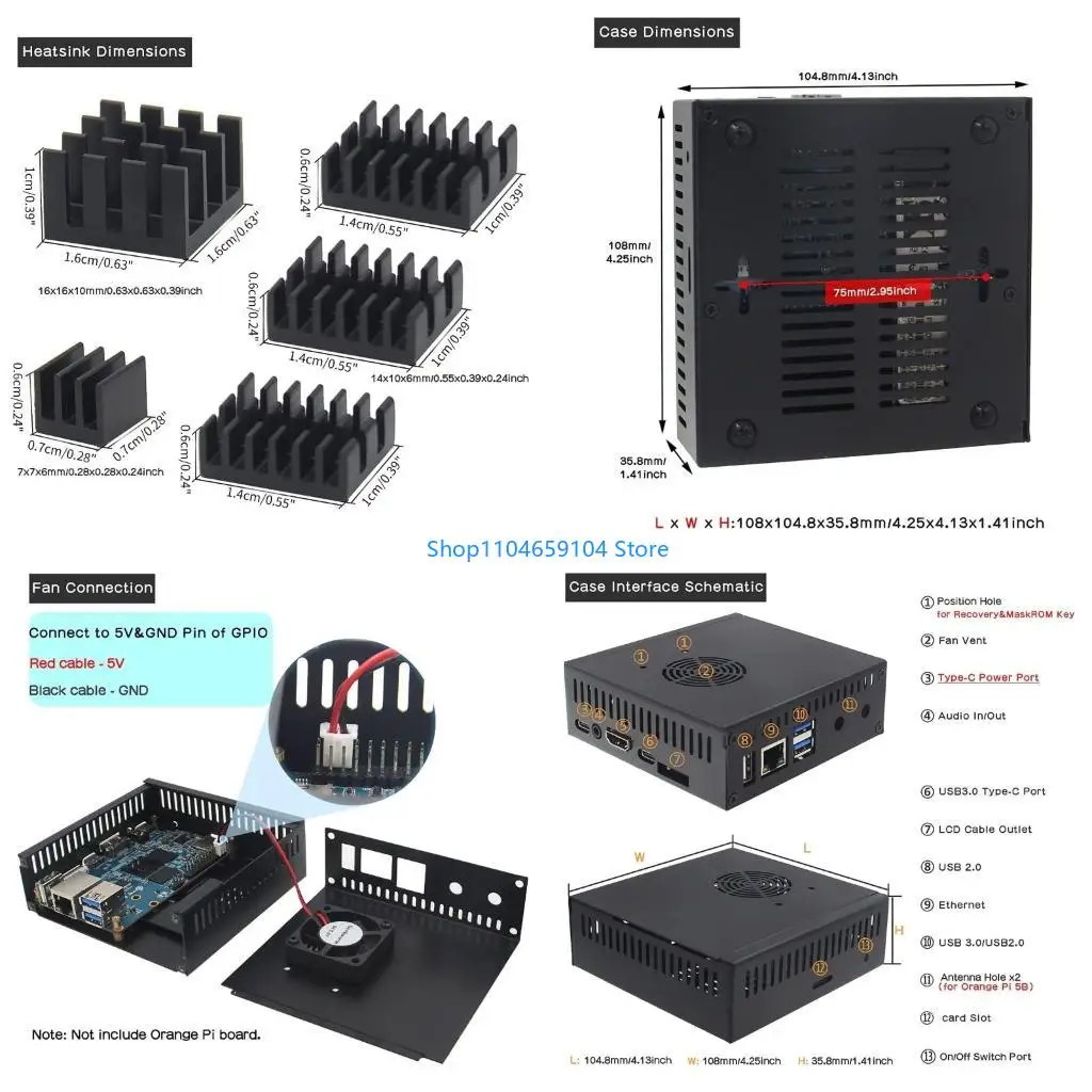 

Для корпуса 5 — с охлаждающим вентилятором 5 В и алюминиевыми радиаторами — модель N506
