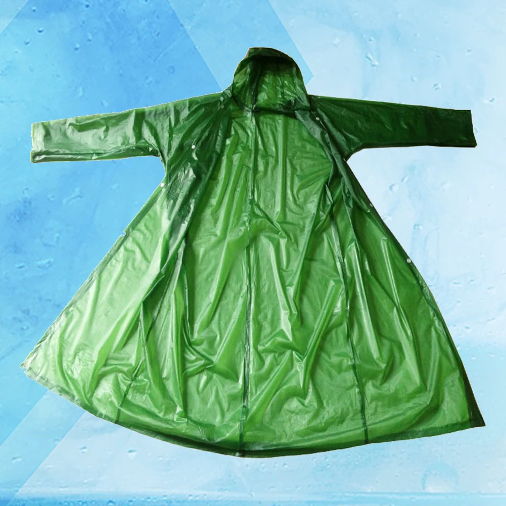 

Reusable Raincoat Adult Poncho Waterproof Heavy Duty Camping Gear Riding Unisex PE Hood Long Sleeve Portable Outdoor