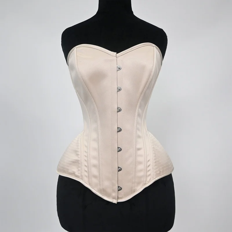 Champagne Luxury Elegant Hourglass Premium Corset Top Bustier Strapless Long Torso Waist Trainer Body Sculpting Women Beige Nude