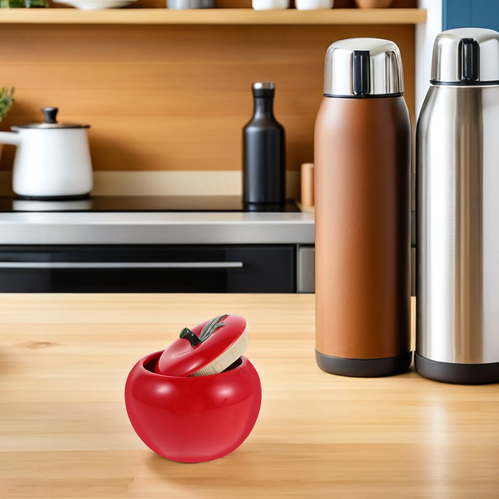 

Ceramic Apple Candy Jar 150ml Red Airtight Tea Canister Kitchen Storage Festive Christmas Gift Box Decorative Container
