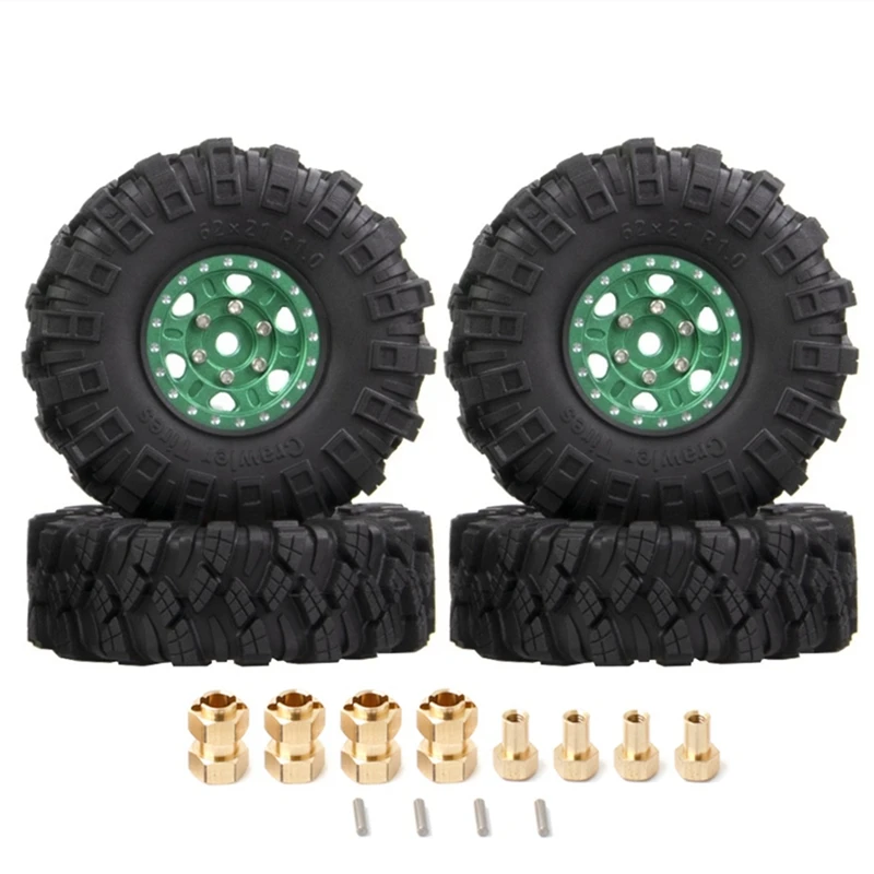 Roda verde do beadlock do metal, carro da esteira rolante do RC, SCX24 axial, AX24, TRX4M, FCX24, 62x21mm, 1 ", 18, 1, 24, 1, 4 PCes