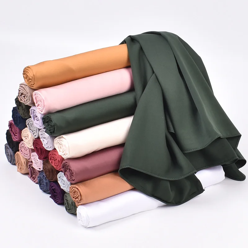 Foulard carré en satin uni 110cm*110cm pour femme, châle, écharpe, hijab, bandana