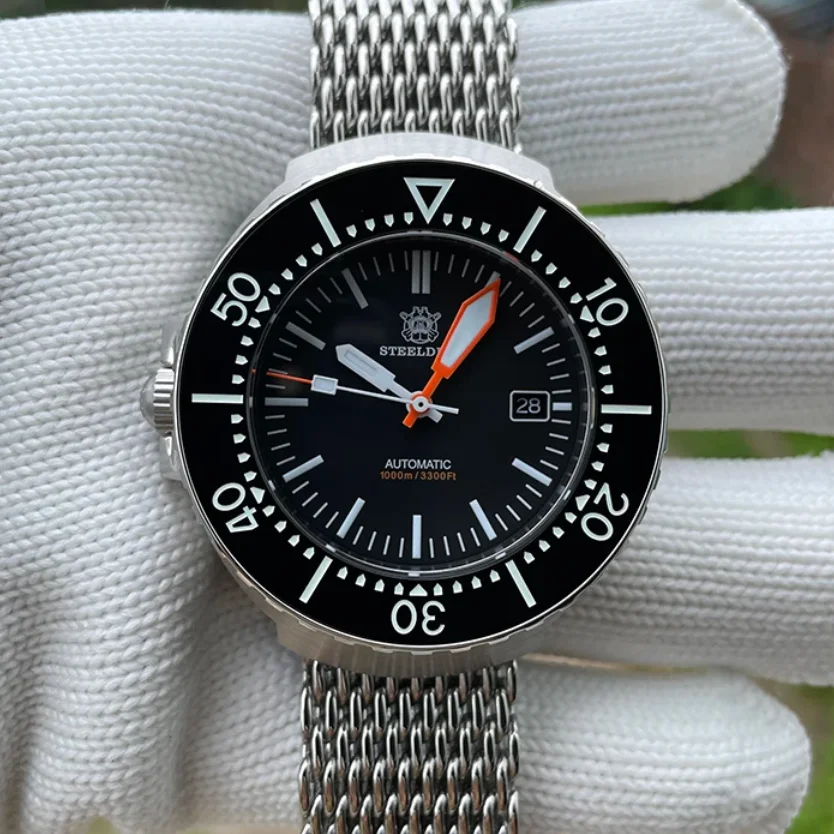 

Мужские автоматические часы STEELDIVE, 45 мм, механические наручные часы для дайвера, 100 АТМ, водонепроницаемые, BGW-9, светящийся сапфир, NH35, керамический безель