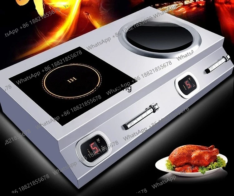 

r Multi-Burner Double Oven Soup Cooking Flat Concave Stir-Frying Hotel School Canteen Industrial Household Electric Stove