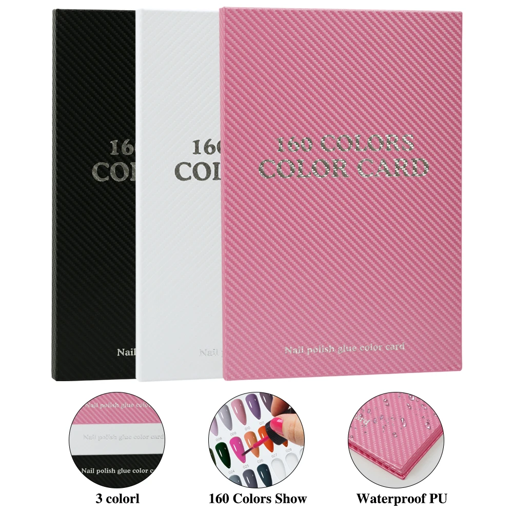 New 160Colors Waterproof Nail Display Book Nail Polish Books With 240 Fake Nails Tips False Nails Styles Showing Book Nails Tool