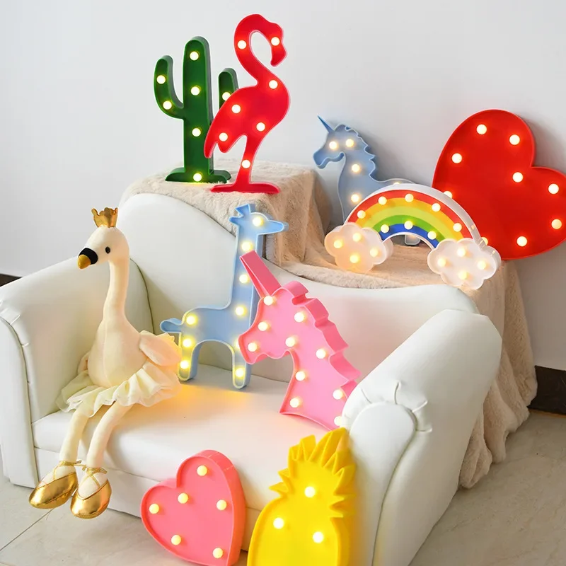 3D Star/cloud/unicorn/flamingo/cactus/pineapple/heart-shaped Home Decor Children Room Decoration Atmosphere Light Fairy Light