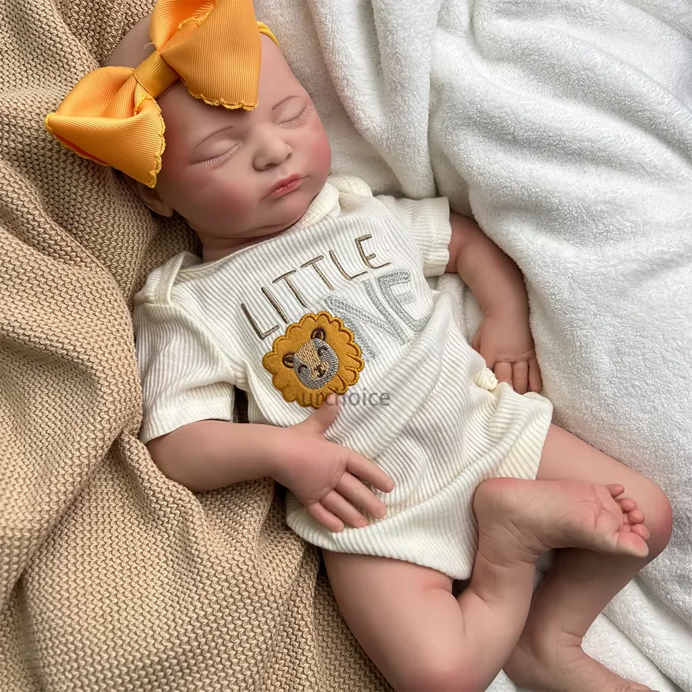 Pasgeboren Siliconen Babypop Full Body Gewogen Handgeschilderde Reborn Pop Gesloten Ogen Levensechte Meisje Collectibles DIY Reborne Kunstenaar