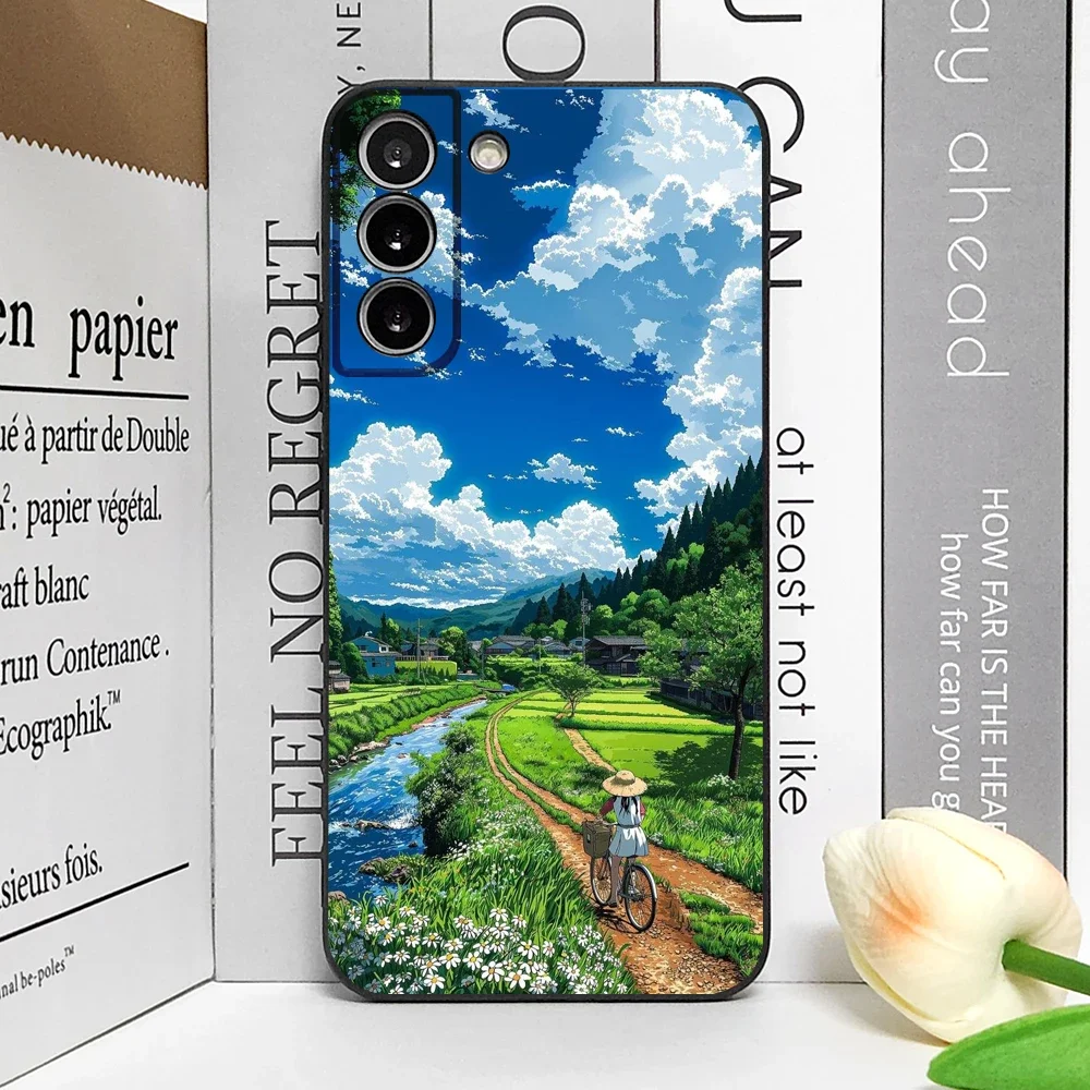 Japanese Anime Scenery Phone Case for VIVO Y35 Y21S Y33S Y78 Plus Vivo S17 S16 S18 S10 V20 Soft Cover Landscape Aesthetic Fundas