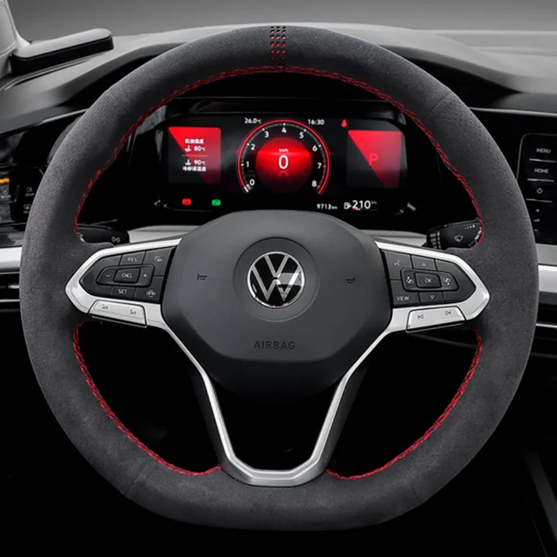 Custom Car Steering Wheel Cover 100% Fit For Volkswagen VW Teramont Atlas 2021-2022 Car Interior Accessories Suede Steering Wrap