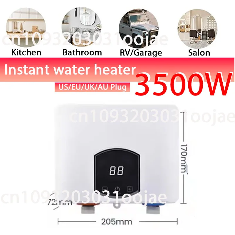 Electric Tankless Water Heater 3500W Constant Temperature Instant Hot Water Heater Digital Display On Demand Hot Water Heater