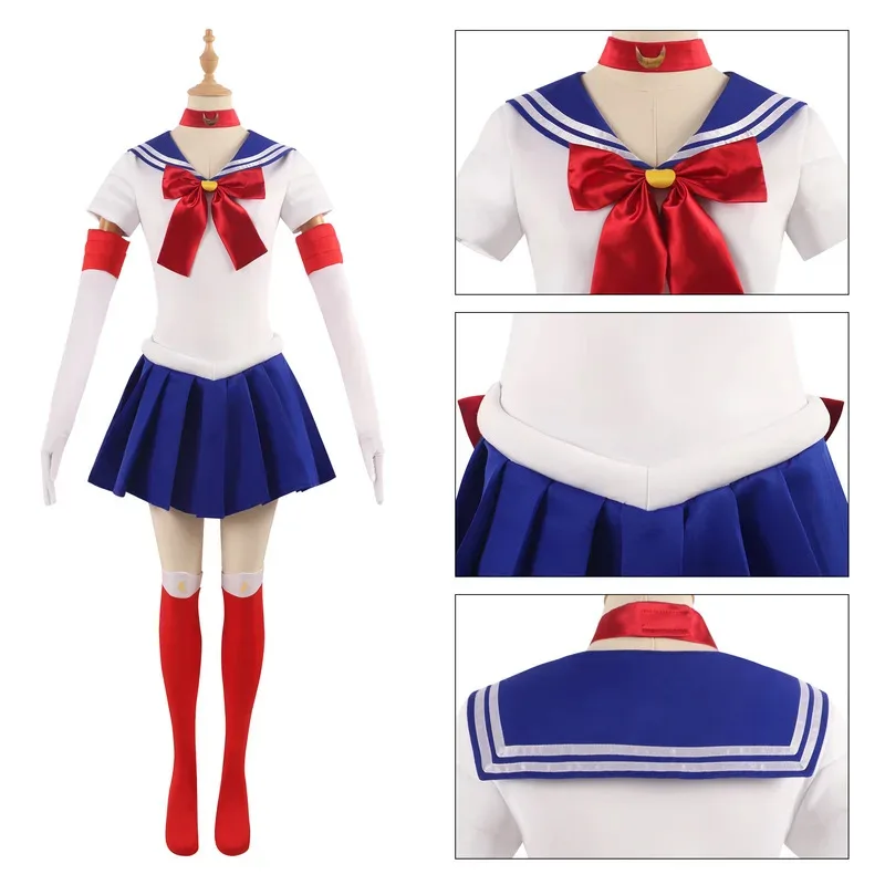 Bilibili Sailor Moon Cosplay Tsukino Usagi disfraz uniformes para estudiantes ropa Anime Halloween disfraces trajes con calcetines guantes