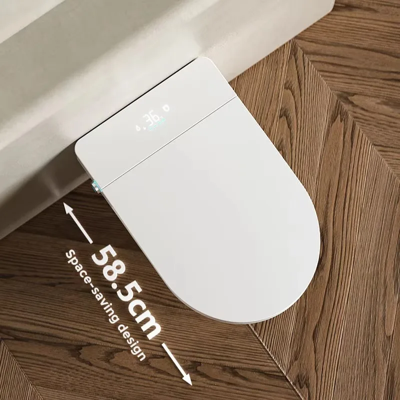 สุขภัณฑ์อัจฉริยะแบบแขวนผนังรุ่นใหม่ล่าสุด พร้อมโถแบบไร้ขอบลอยตัว ถังเก็บน้ำซ่อนในตัว ระบบระบายน้ำเซรามิกแบบ P-trap ระบบชำระล้างสองระบบ