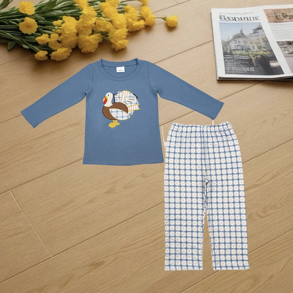 

9.23 Kids Winter Clothes For Boys Baby Boys Thanksgiving Turkey Top Checkered Pants Clothes Sets