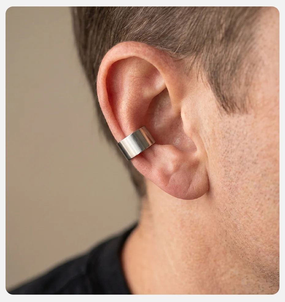 Vnox 6/12mm Breite Polierter Edelstahl Ohrklemme, Nicht-Durchstechende Knorpel-Clip-Ohrringe Ohrschmuck Punk-Geschenke für Männer Frauen – Detail 6