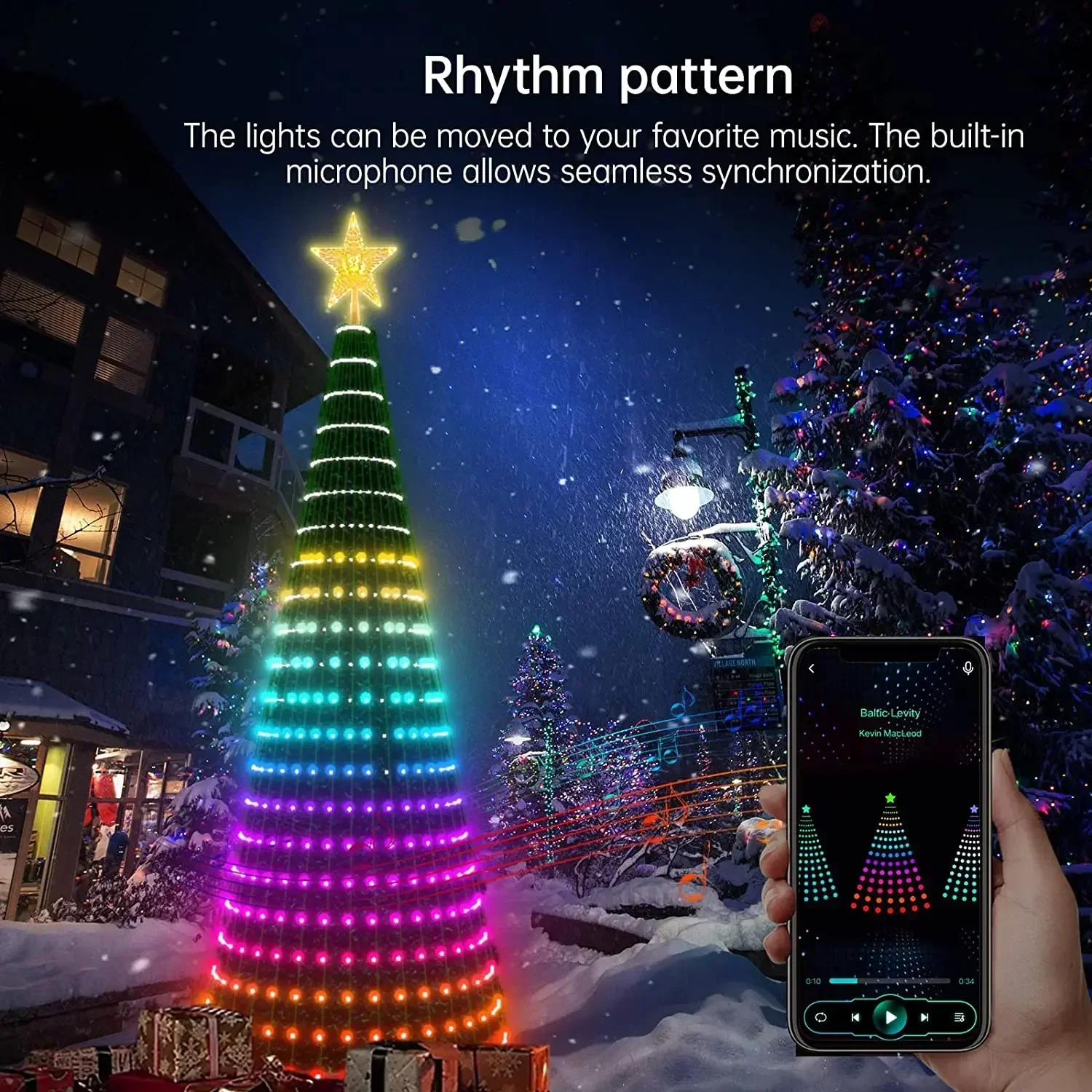 2.1M Smart Christmas Tree Garland LED Fairy String Lights App Remote Control DIY Picture Display for Party Christmas Decoration
