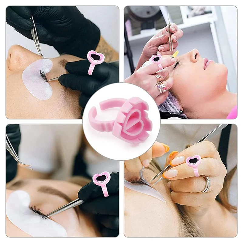 A05G-خواتم الغراء 500 قطعة خواتم الغراء لملحقات رمش لاش حلقات الغراء الصباغ الدائري أكواب حامل الصمغ لتمديد لاش