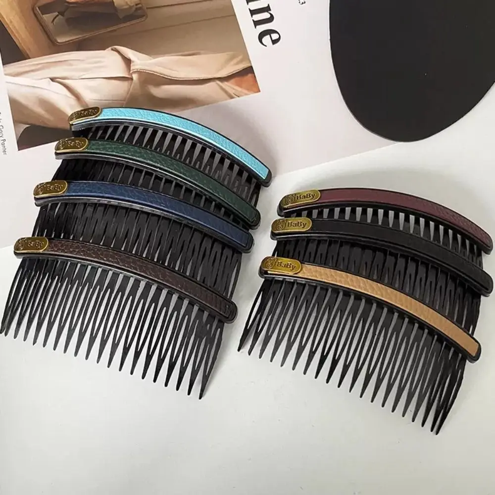 

Fresh Leather U Shape Hair Styling Comb Bear Fixed Combs Inserted Comb Hair Clip Hair Accessories Fixed Combs Girls
