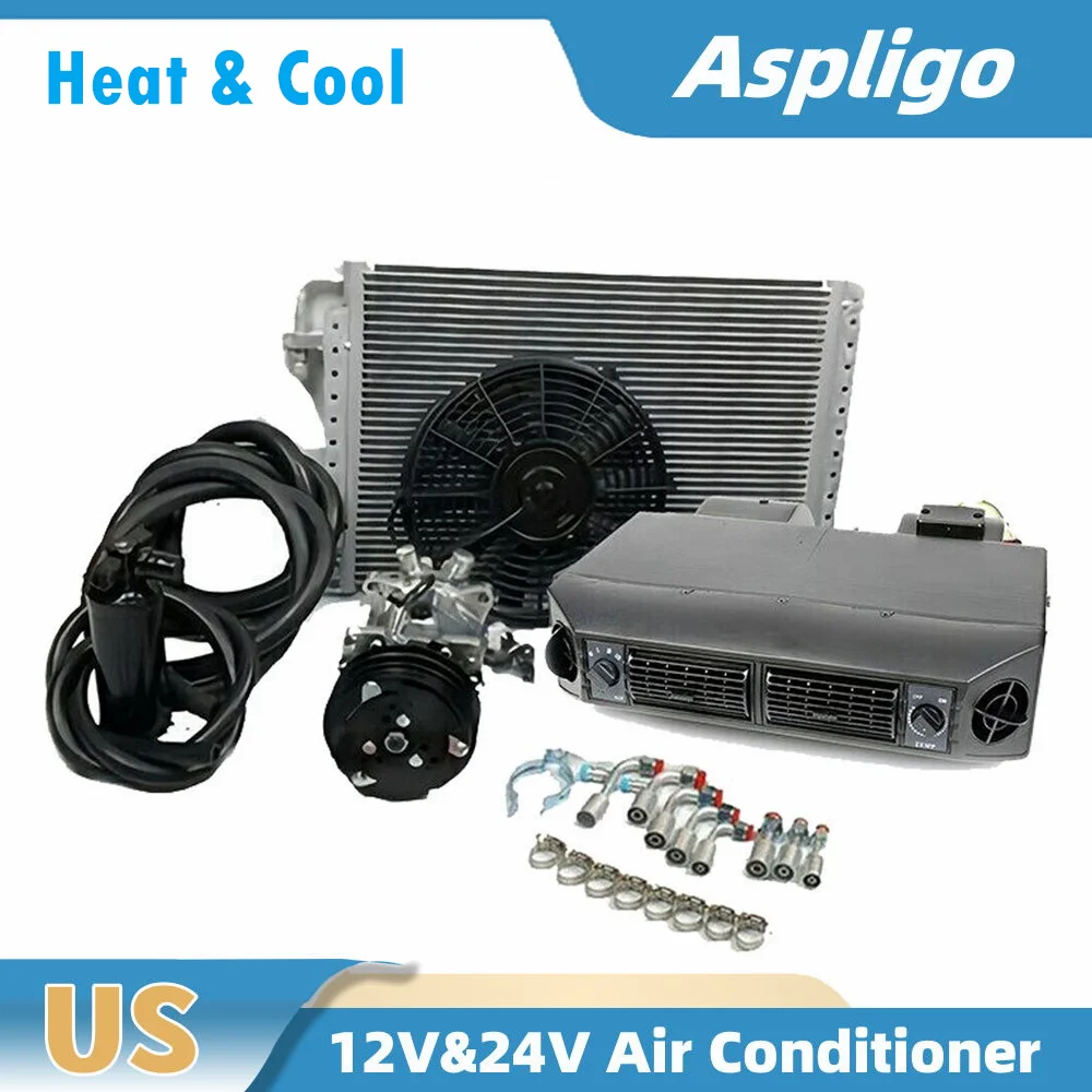 Car Universal Air Conditioner Automotive Ac Under Dash Evaporator Compressor Assembly Unit Air Conditioning System 12V 24V