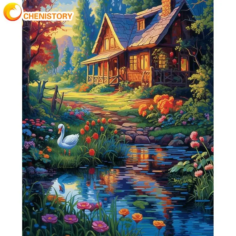 

CHENISTORY DIY 40x50cm Frame Picture By Number Nature Landscape For Adults Kids Coloring By Numbers On Canvas Home Decoration