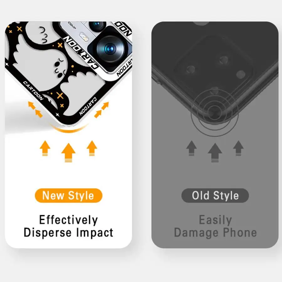 샤오미 레드미 노트 10S 10Lite 8 11 14 13 12 Pro Plus 12S 9 11S 10Pro용 만화 유령 투명 소프트 폰 케이스