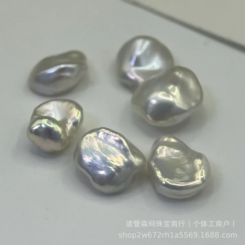 

Natural Freshwater PearlKeshiBroken Silver Petals8-11mmAurora Baroque Recycled BeadsDIYBulk Granules Wholesale