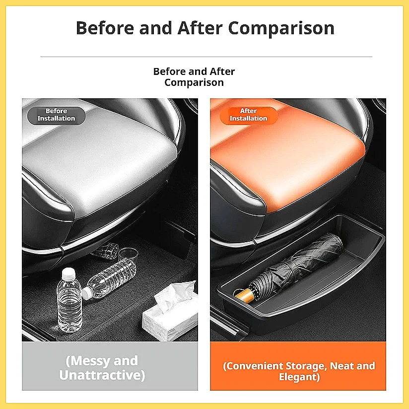 SEAMETAL Under Seat Storage Box Car Seat Bottom Organizer, Removable Universal Car Interior Accessories Gadget Case, Durable