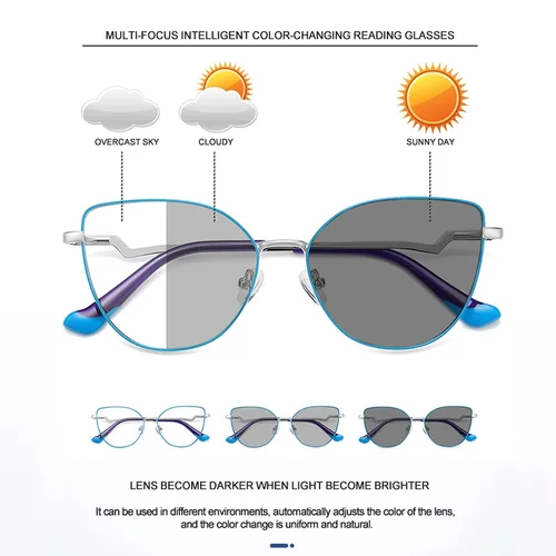 Imagen 2 del producto VKYEE gafas de lectura fotocromáticas con bloqueo de luz azul para mujer, gafas ópticas graduadas para miopía e hipermetropía