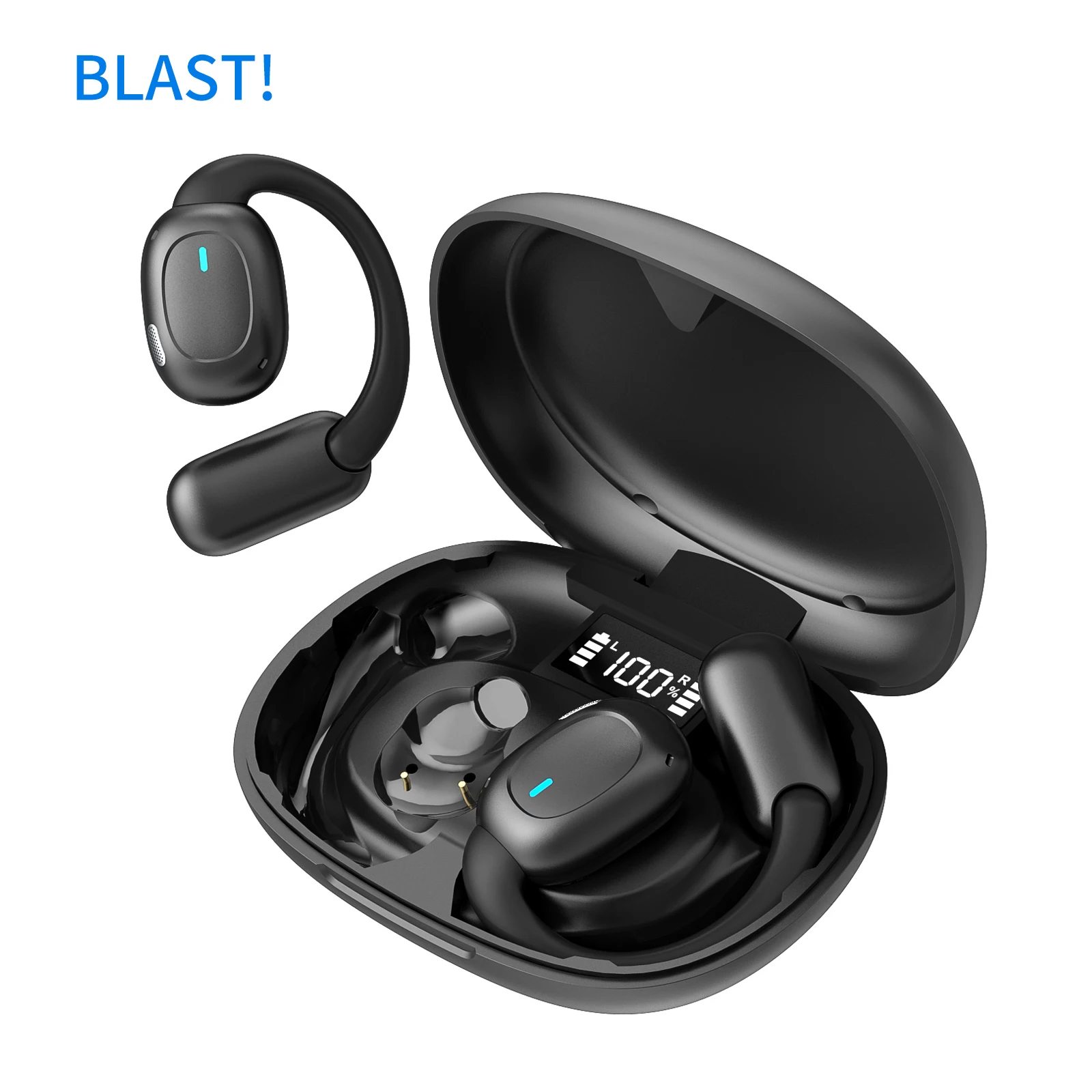 2025 OWS Headphones BLAST! i51 Earphones 12 hours Open Ear Sports Touch Bluetooth V5.3 Headset LED Display Wireless Earbuds