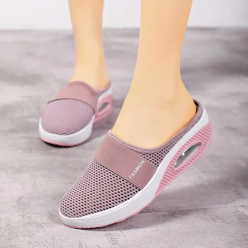 Luftkissen Slip-On Frauen Wanderschuhe ortho pä dische Diabetiker Damen Plattform Panto letten Mesh leichte Hausschuhe Keil weibliche Sneaker