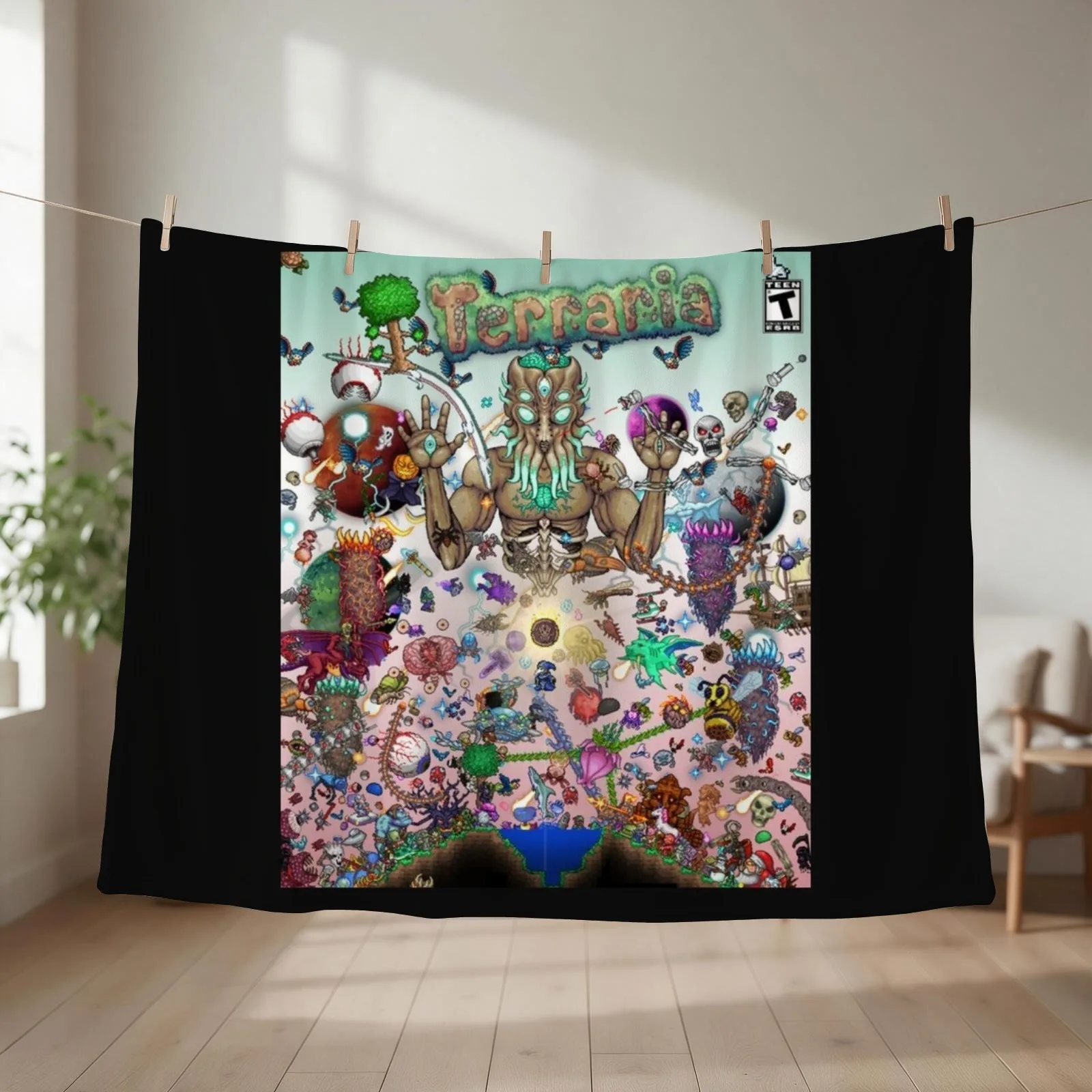 Terraria game Throw Blanket Plush Quilt Large funny gift Blankets